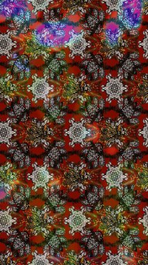 Çiçekli çiçek deseni, suluboya. Kahverengi, gri ve kırmızı renkte çiçekler. Renkli bahar temalı eskiz kalıbı. Düz Çiçek Elementleri Tasarım Raster illüstrasyonu.