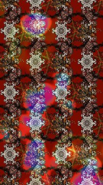 Çiçekler kahverengi, kırmızı ve gri renklerde. Raster illüstrasyonunda çiçek deseni çizimi.