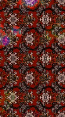 Vadinin çiçekleri kahverengi, kırmızı ve siyah renklerde. Raster çiçek desenleri çiziyor..