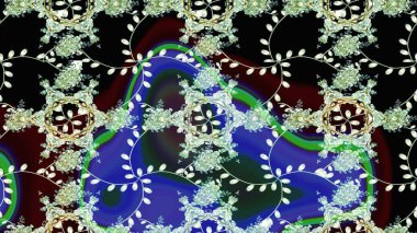 Siyah, nötr ve mavi renkte çiçekler. Çiçekli karalama şeklinde Raster çiçek deseni. Nazik, sevimli çiçek arkaplanı..