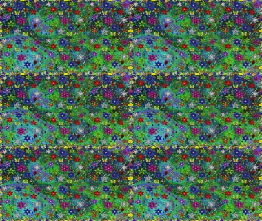 Sabıka fotoğraflarında, bebek kıyafetlerinde, duvar kâğıtlarında, paket kutularında falan kullanılabilir. Zarif, parlak ve pürüzsüz yeşil ve mavi çiçek desenli tasarım.