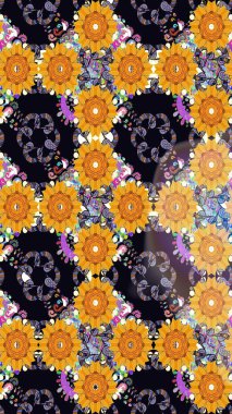 Siyah renkli çiçekler. Düz Çiçek Elementleri Tasarımı. Renkli Bahar Teması eskiz kalıbı. Çiçekle çizim deseni.