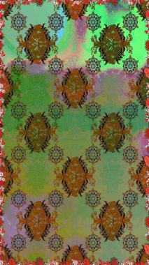 Tekrarlayan çiçek arkaplanı, zarif yeşil çiçek duvar kağıdı. Çiçek desenleri yeşil renklerde, el yapımı papatyalar, papatyalar.