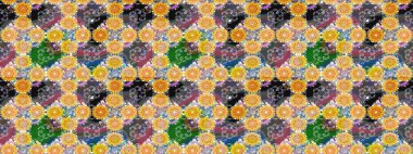 Modern stil dokusu. Çiçek desenli raster, sarı ve gri çizgi grafik deseni soyut raster arkaplan.