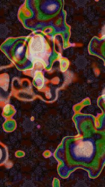 Raster Modaya uygun kumaş deseni. Kahverengi, gri ve yeşil renkli şirin çiçek desenleri. Renkli Bahar Teması eskiz kalıbı. Düz Çiçek Elementleri Tasarımı.