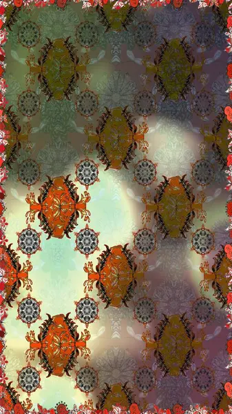 Raster çiçek izi. Çiçeksel kahverengi ve gri dikişsiz desen. Klasik taslak çizimi. Raster Yumuşak kumaş deseni.