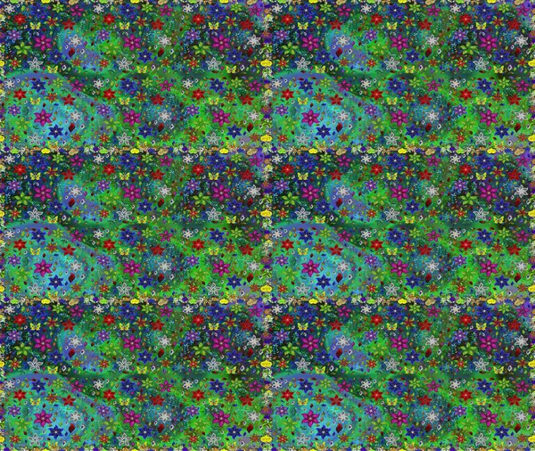 Sabıka fotoğraflarında, bebek kıyafetlerinde, duvar kâğıtlarında, paket kutularında falan kullanılabilir. Zarif, parlak ve pürüzsüz yeşil ve mavi çiçek desenli tasarım.