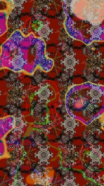 Renkli Bahar Teması eskiz kalıbı. Taslak desenli, modaya uygun kumaş deseni. Raster illüstrasyonu. Şirin çiçek elementleri. Düz Çiçek Elementleri Tasarımı.