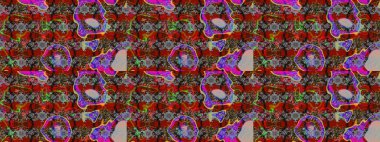 Düz Çiçek Elementleri Tasarımı. Gri, kırmızı ve kahverengi renkte çiçekler. Sevimli çiçek raster deseni. Renkli Bahar Teması çizim şablonu.