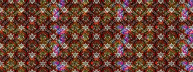 Güzel kumaş deseni. Çiçek desenli çizim. Raster illüstrasyonu. Asya tekstil tarzında. Düz Çiçek Elementleri Tasarımı. Renkli Bahar Teması çizim şablonu.