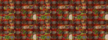 Kahverengi, kırmızı ve bej renklerde bahar çiçekleri. Çiçekli yumuşak bir eskiz şekli. Raster çiçekleri klasik tarzda çizilmiş. Raster illüstrasyonu.