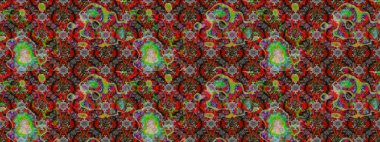 Raster illüstrasyonundaki çiçek desenli çizim. Düz Çiçek Elementleri Tasarımı. Renkli Bahar Teması eskiz kalıbı. Kahverengi, gri ve kırmızı renkte çiçekler.