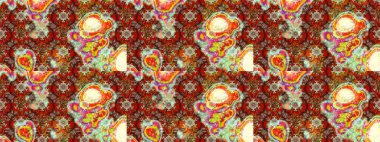 Küçük çiçekteki sevimli çiçek deseni. Kahverengi, kırmızı ve nötr renklerde yaz çiçekleri. Raster deseni. Raster illüstrasyonu.