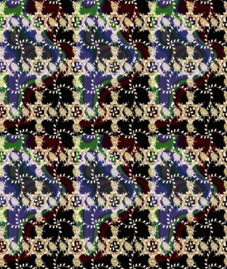 Siyah, bej ve kahverengi renkli çiçekler. Tropik çiçek desenleri. Raster illüstrasyonu.