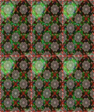 Düz Çiçek Elementleri Tasarımı. Raster illüstrasyonu. Renkli Bahar Temalı Kusursuz Arkaplan. Gri ve yeşil renkli çiçekler. Kusursuz çiçek deseni. Asya tekstil tarzında.