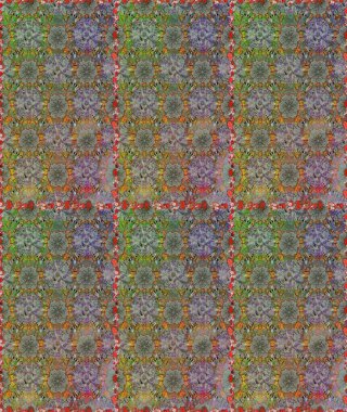 Gri ve kahverengi renkli Asya tekstili. Raster illüstrasyonu. Çiçeklerle suluboya desenleri.