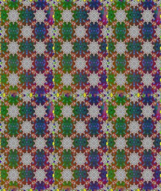 Raster illüstrasyonunda kusursuz çiçek deseni. Renkli Bahar Temalı Kusursuz Arkaplan. Düz Çiçek Elementleri Tasarımı. Gri ve kahverengi renkte çiçekler.