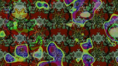 Raster deseni. Doğa. - yeşil, kırmızı ve gri çiçekler. Çiçek arkaplan. Çiçek kompozisyonu. Küçük çiçekte güzel bir desen var. Çiçek kolajı.