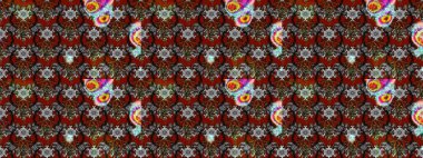 Gri, kahverengi ve kırmızı renkte çiçekler. Asya tekstil tarzında. Raster illüstrasyonu. Çiçek desenli çizim. Raster illüstrasyonu.