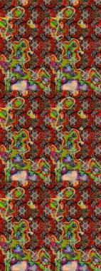 Şirin çiçekli, desenli, kırmızı, kahverengi ve gri renkli bir eskiz deseni. El çizimi çiçek çizimi deseni (fayans). Tekstil için suluboya çizim deseni.