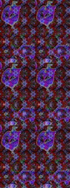 Raster illüstrasyonu. Düz Çiçek Elementleri Tasarımı. Kahverengi, kırmızı ve menekşe renginde zarif çiçekli suluboya. Renkli Bahar Teması çizim şablonu.