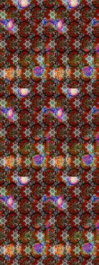 Kahverengi, gri ve kırmızı renklere karalamalar çizilmiş çiçek deseni. Raster illüstrasyonu.