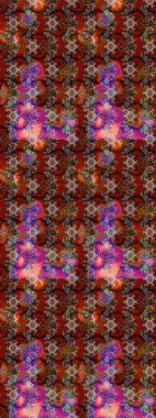 Raster illüstrasyonundaki çiçek desenli çizim. Kahverengi, kırmızı ve bej renkte çiçekler.