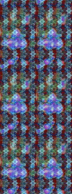 Mavi, kahverengi ve kırmızı renkte çiçekler. Kumaş desenli papatya çiçekleri ayrıntıları.