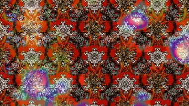 Çiçek deseni. Kahverengi, gri ve kırmızı renkte çiçekler. Kahverengi, gri ve kırmızı renkte çiçek çizimi. Raster illüstrasyonu. Şatafatlı bahar bahçesi dokusu.