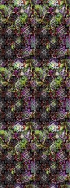 Raster Çiçek İllüstrasyonu 'nun şirin tekstili. Gri renkli etnik çiçeklerle zarif eskiz deseni.