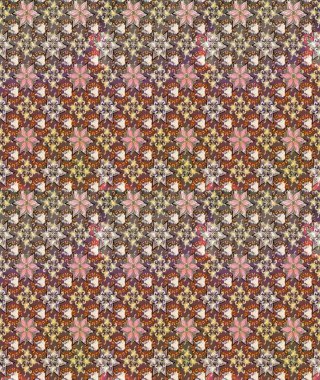 Raster illüstrasyonu. Çiçek buketleriyle klasik bir eskiz şekli. Kahverengi renklerde.