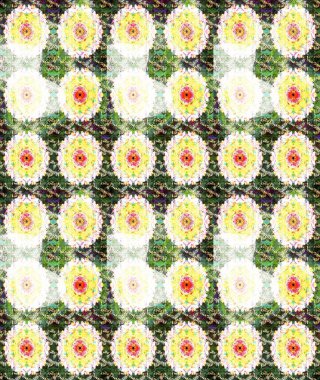 Tarafsız renklerde etnik çiçeklerle süslenmiş zarif bir eskiz. Asya Tekstil 'inde Raster Çiçek İllüstrasyonu.