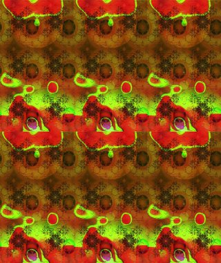 Çiçekli karalama şeklinde Raster çiçek deseni. Raster illüstrasyonu. Yumuşak, bahar çiçekleri kahverengi renklerde.