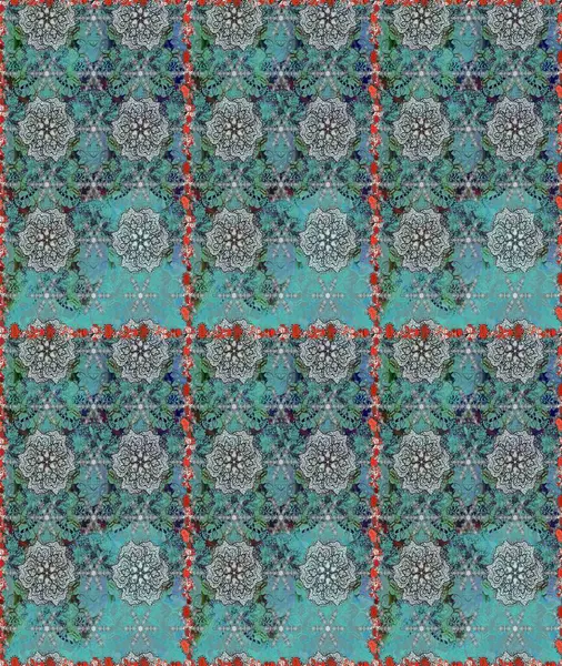 Çiçekli karalama şeklinde Raster çiçek deseni. Mavi ve gri renkte çiçekler. Yumuşak, yaz çiçekli arka plan.