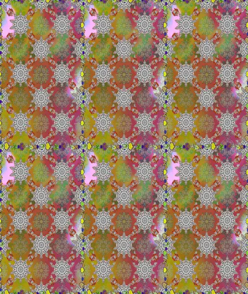 Colour Summer Theme seamless pattern Background. Flat Flower Elements Design. Seamless retro pattern with flowers. Flowers on gray and brown colors.