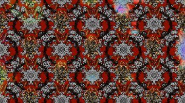 Çiçek deseni duvar kağıdı, desen dolguları ve web sayfası arka planı için kullanılabilir. Şekil verilmiş çiçeklerle eskiz deseni. Süslü zentangle çizim dokusu, soyut çiçeklerle süslenmiş..