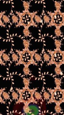 Siyah, kahverengi ve bej renkli çiçeklerle çizilmiş çiçek deseni. Suluboya tarzında siyah, kahverengi ve bej renkte çiçekler.