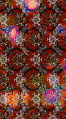 Gömlek, arka plan modelini çiz. Tropik çiçekler. Kahverengi, kırmızı ve siyah renkte çiçekler.