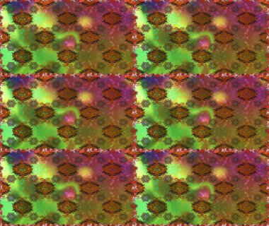 Kusursuz bir arka plan modeli. Kahverengi ve yeşil üzerine çiçekler. Raster hisseleri. Suluboya, elle çizilmiş.