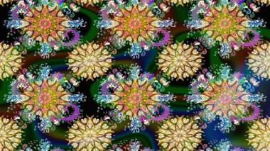 Bej renkli etnik çiçekli zarif eskiz deseni. Raster Çiçek İllüstrasyon Şirin Tekstil.