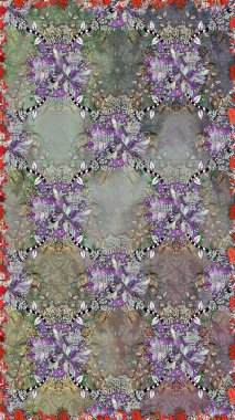 Sevimli çiçek raster deseni. Düz Çiçek Elementleri Tasarımı. Renkli Bahar Temalı Kusursuz Arkaplan. Gri ve nötr renkte çiçekler.