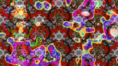 Renkli Bahar Teması eskiz kalıbı. Gri, kırmızı ve kahverengi renkte çiçekler. Raster illüstrasyonundaki çiçek desenli çizim. Düz Çiçek Elementleri Tasarımı.