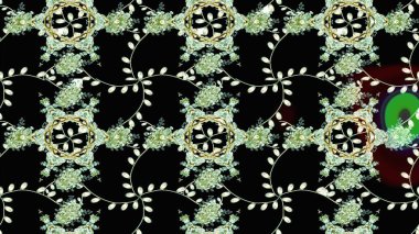 Siyah, nötr ve yeşil renkli güzel çiçekli eskiz deseni, suluboya çiçek deseni, duvar kağıdı, kart ya da kumaş için fayanslı. Raster..