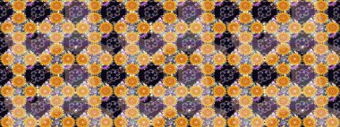 Çiçekli karalama şeklinde Raster çiçek deseni. Nazik, narin çiçek arkaplanı. Sarı renkte çiçekler.