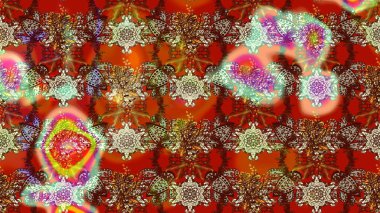 Kabile sanatı boho baskısı, klasik çiçek arkaplanı. Soyut etnik raster çizim kalıbı. Arkaplan dokusu, duvar kağıdı, çiçek teması kahverengi, kırmızı ve nötr renkler.