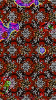 Gri, kahverengi ve kırmızı renkte çiçekler. Robot resim. Raster illüstrasyonu. Şirin çiçek elementleri..