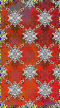 Küçük çiçekteki sevimli çiçek deseni. Raster deseni. Kibar, yaz çiçekleri kırmızı ve gri renklerde. Raster illüstrasyonu.