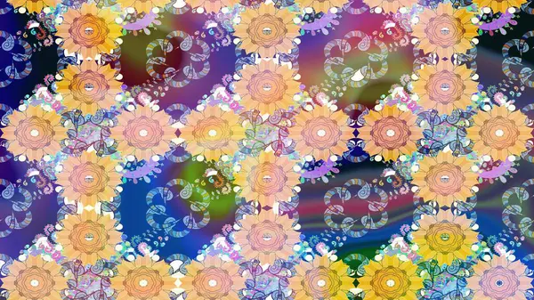 Şirin çiçek elementleri. Robot resim. Bej renkli çiçekler. Raster illüstrasyonu.