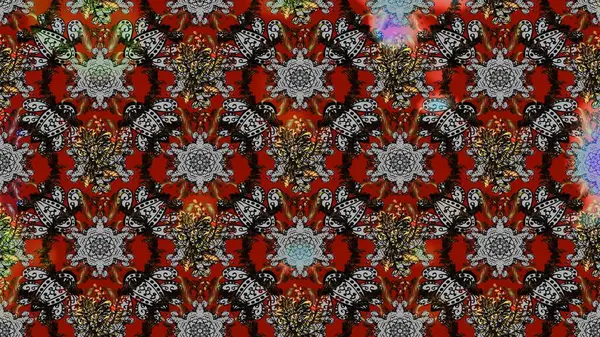 Çiçek deseni duvar kağıdı, desen dolguları ve web sayfası arka planı için kullanılabilir. Şekil verilmiş çiçeklerle eskiz deseni. Süslü zentangle çizim dokusu, soyut çiçeklerle süslenmiş..