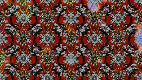 Çiçek deseni duvar kağıdı, desen dolguları ve web sayfası arka planı için kullanılabilir. Şekil verilmiş çiçeklerle eskiz deseni. Süslü zentangle çizim dokusu, soyut çiçeklerle süslenmiş..